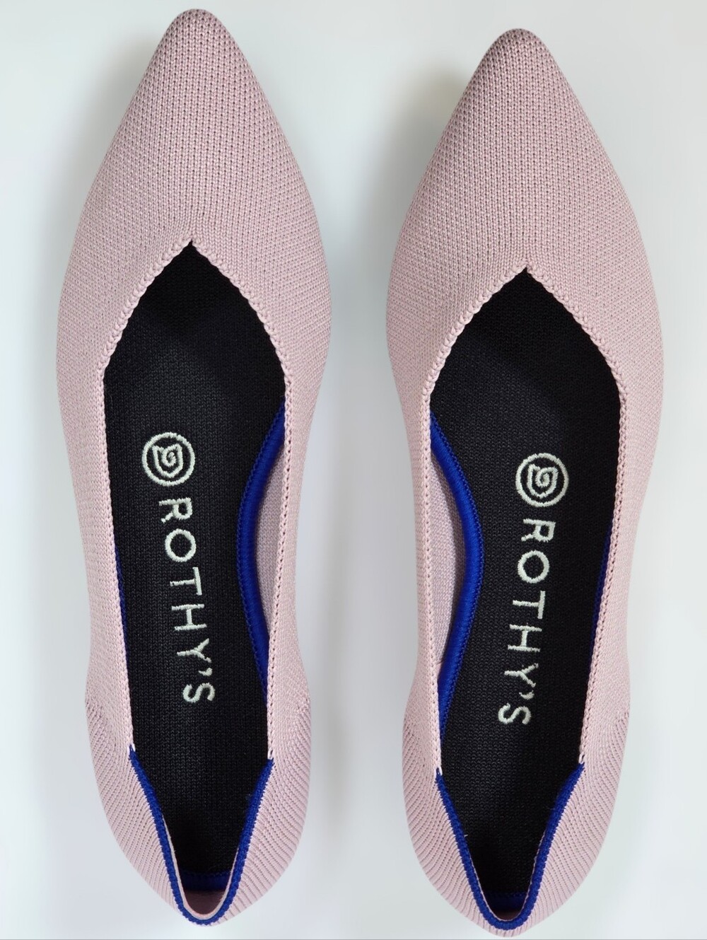 NWOT Rothy's The Point Petal Pink Pointed Toe knit Flats Sz.7 Slip On Ballerinas